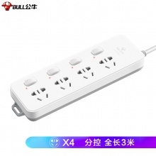 公牛 BULL 拖线板插座 GN-311 分控4位 3米 超功率保护